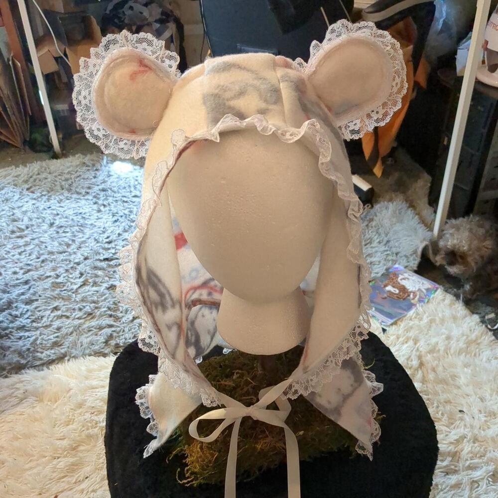 Handmade Cute Bear Ear Lace Hood